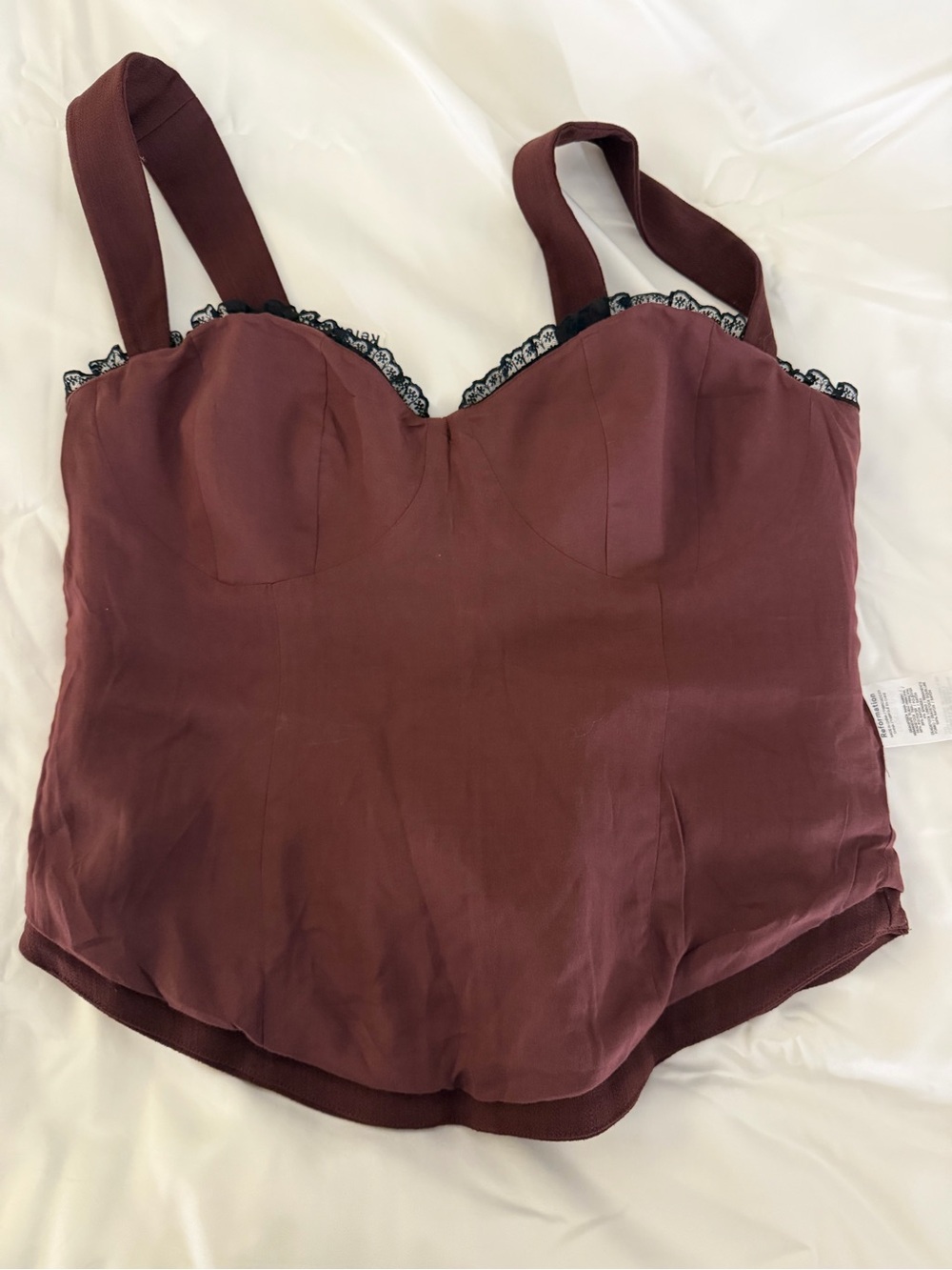 NWT Reformation Alisa Lace Up Top - Bordeaux Burgundy - Picture 14 of 14